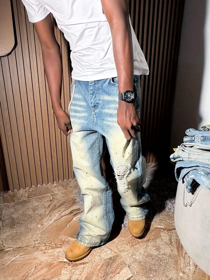 Jean baggy délavé destroy