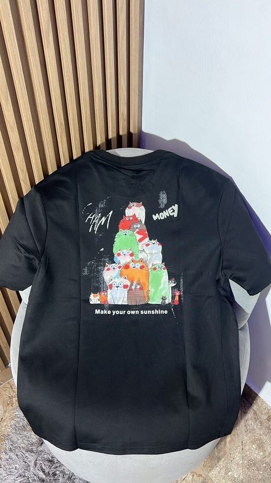 T-shirt noir chats Money